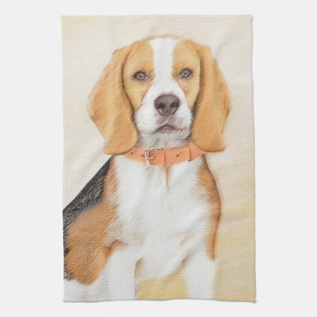 Paño De Cocina Beagle Hound Dog Pintura original de animales (Vertical)