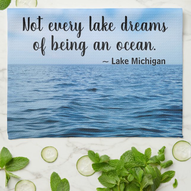 Paño De Cocina Beautiful Blue Lake Michigan With Cirrus Clouds (Doblado)