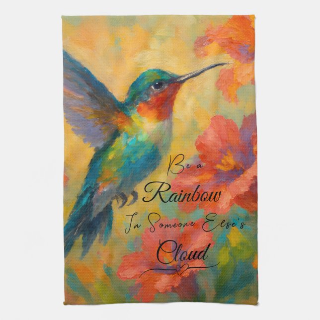 Paño De Cocina Beautiful Floral Hummingbird Kitchen Towel (Vertical)