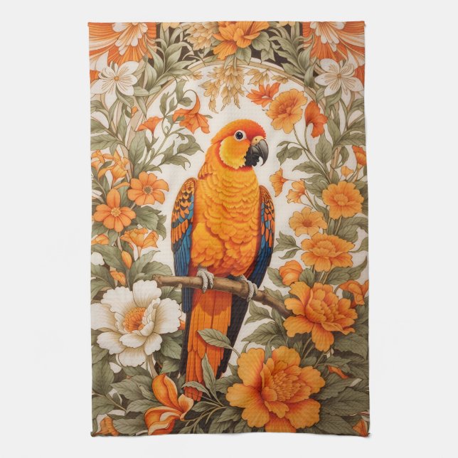 Paño De Cocina Beautiful Sun Conure William Morris Inspired (Vertical)