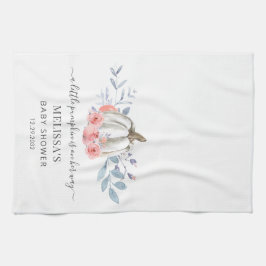 Paño De Cocina Bebé en camino con flores rosadas y calabaza