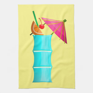 Paño De Cocina Bebida tropical Cóctel hawaiano rosa azul