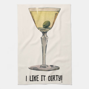 Paño De Cocina Bebidas de época, cóctel de oliva Martini