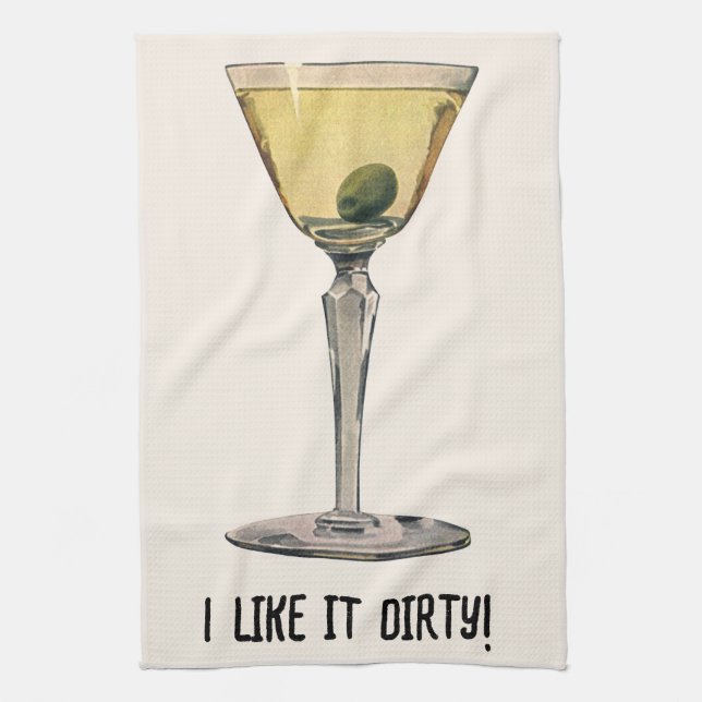 Paño De Cocina Bebidas de época, cóctel de oliva Martini (Vertical)