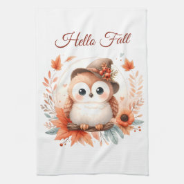 Paño De Cocina Bechuza de otoño sentada en una rama