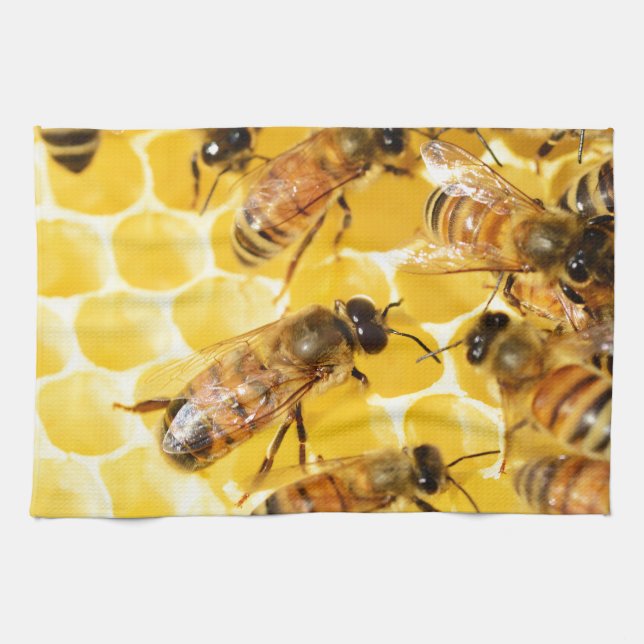 Paño De Cocina Bee Bees Hive Honey Comb dulce postre Amarillo (Horizontal)
