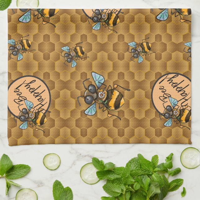 Paño De Cocina ¡Bee Happy! Cute Honey Bee (Doblado)