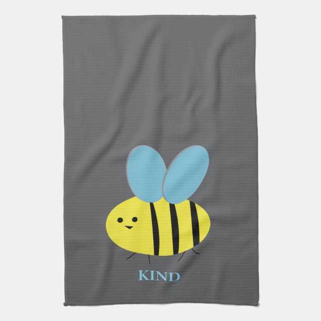 Paño De Cocina Bee Kind Gray Blue (Vertical)
