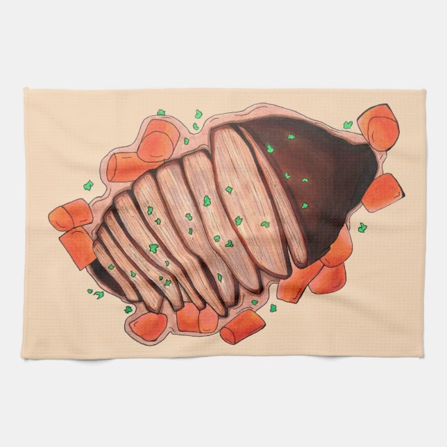 Paño De Cocina Beef Brisket Comida de festividad judía de cocina (Horizontal)