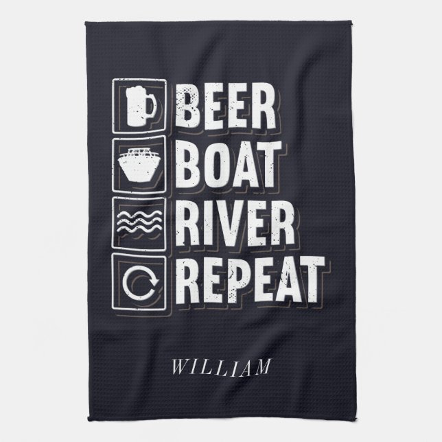 Paño De Cocina Beer Boat River y Bebe Personalizada (Vertical)