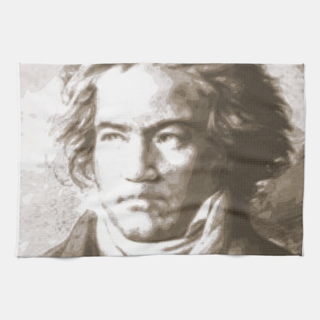 Paño De Cocina Beethoven En Sepia (Horizontal)