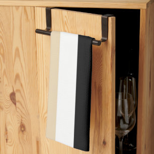 Paño De Cocina Beige Black Abstract Stripe