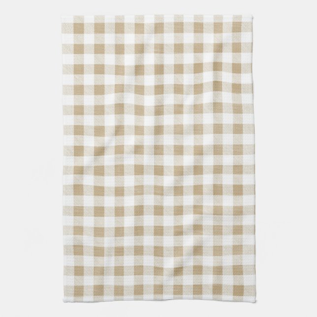 Paño De Cocina Beige Gingham Buffalo Plaid ruso neutral (Vertical)