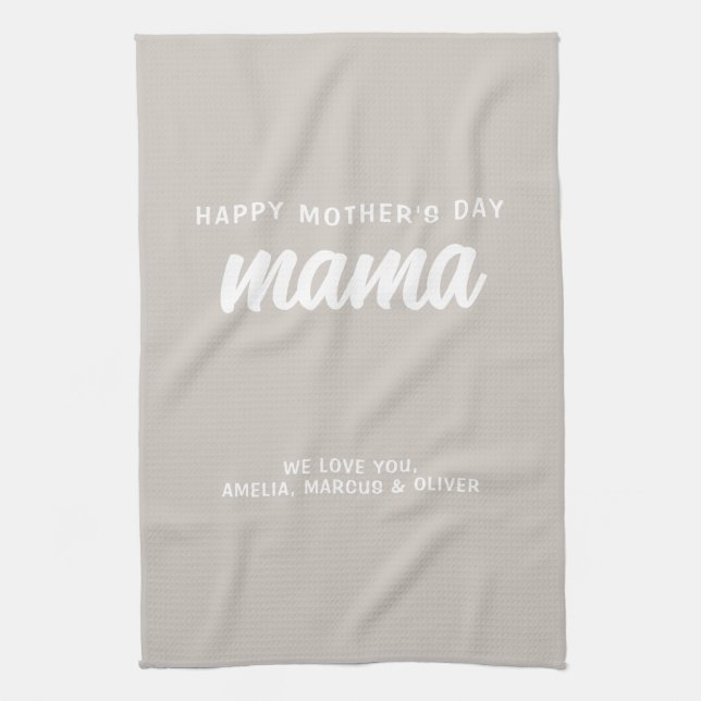 Paño De Cocina Beige moderno: Mamá llama al Día de la Madre (Vertical)