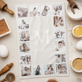 Paño De Cocina Beige personalizado Collage de fotos personalizado