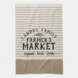 Paño De Cocina Beige Stripes Personalizado Farmer's Market | Gran