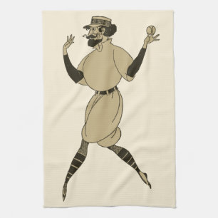 Paño De Cocina Béisbol deportivo vintage, jugador de béisbol vict