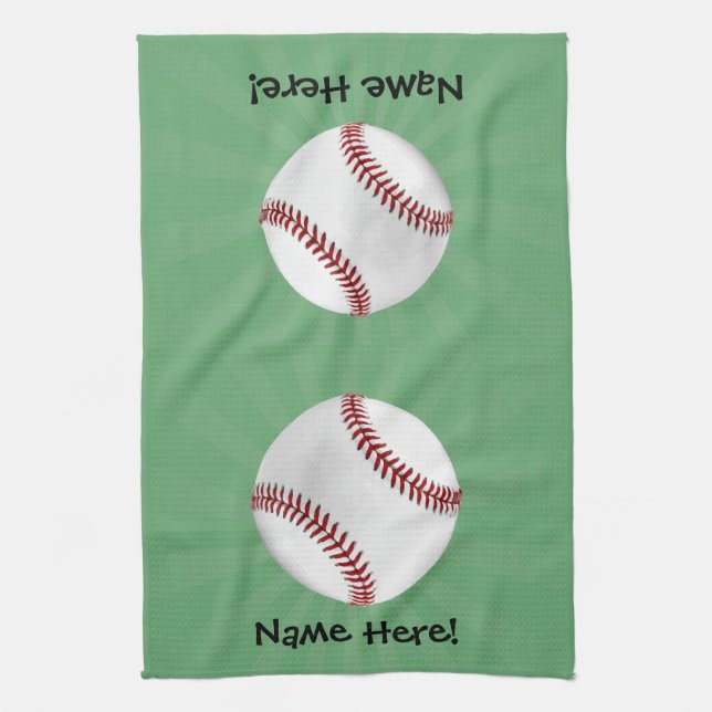 Paño De Cocina Béisbol personalizado en niños verdes (Vertical)