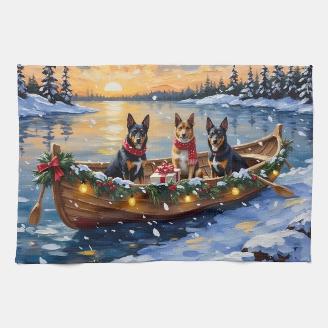 Paño De Cocina Belgian Malinois Christmas Boat Holiday (Horizontal)