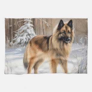 Paño De Cocina Belgian Tervuren Deja que nieve Navidad