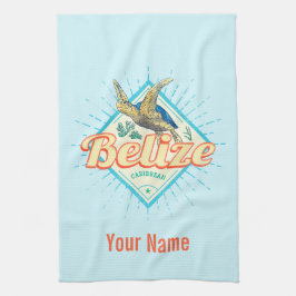 Paño De Cocina Belice Caribe Retro Turtle Vintage Souvenir