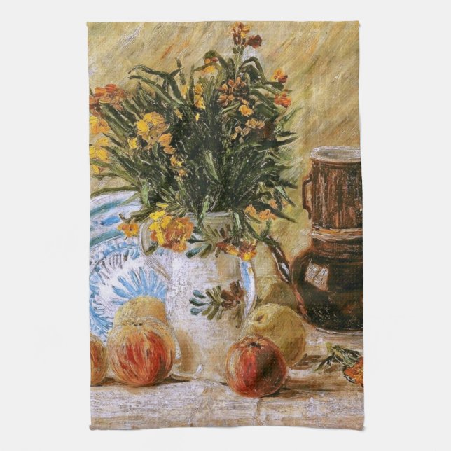 Paño De Cocina Bella Artes Flowers Coffeepot y Fruit Van Gogh (Vertical)