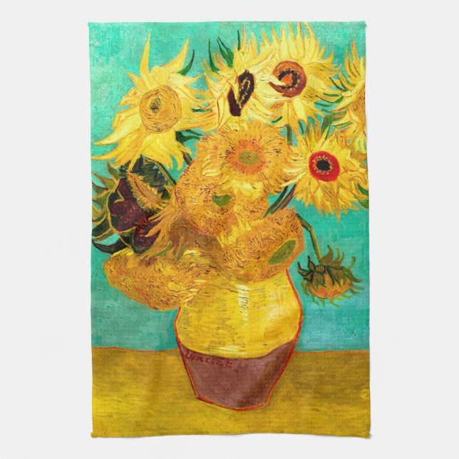 Paño De Cocina Bella Artes Van Gogh con girasoles (F455) (Vertical)
