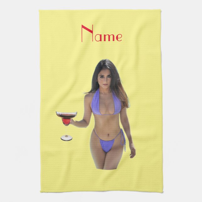 Paño De Cocina Belleza de bikini de pelo negro Thunder_Cove (Vertical)