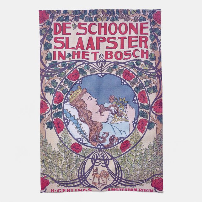 Paño De Cocina Belleza durmiente, arte de portada, Van Caspel (Vertical)
