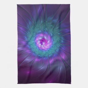 Paño De Cocina Belleza floral abstracta arte fractal colorido Flo