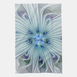 Paño De Cocina Belleza floral Resumen Flor Pastel azul moderno