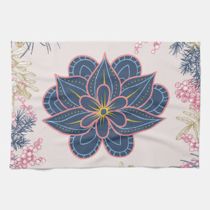 Paño De Cocina Belleza paisley, azul artístico y púrpura