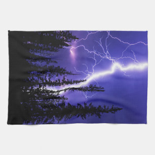 Paño De Cocina bello trueno sobre el bosque