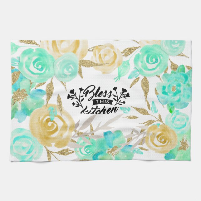 Paño De Cocina Bendición floral de esta cocina (Horizontal)