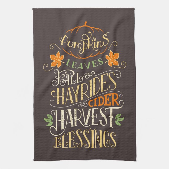 Paño De Cocina Bendiciones de otoño y cosecha (Vertical)