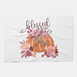 Paño De Cocina Bendita - Calabaza de otoño con flores rosas