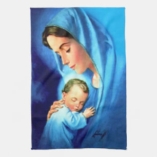 Paño De Cocina Bendita Virgen María con el Niño Jesús