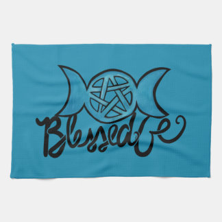 Paño De Cocina Bendito sea Pentagram de la triple luna pagana