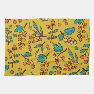 Paño De Cocina Berries en ramas, patrón de naturaleza sin fisuras