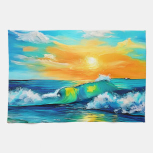Paño De Cocina Beso del océano: Olas de atardecer