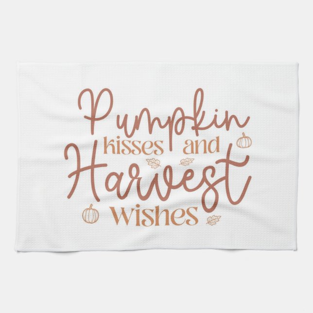 Paño De Cocina Besos de calabaza y deseos de cosecha (Horizontal)