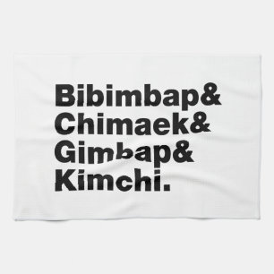 Paño De Cocina Bibimbap y Chimaek, Gimbap y Kimchi. Alimentos cor