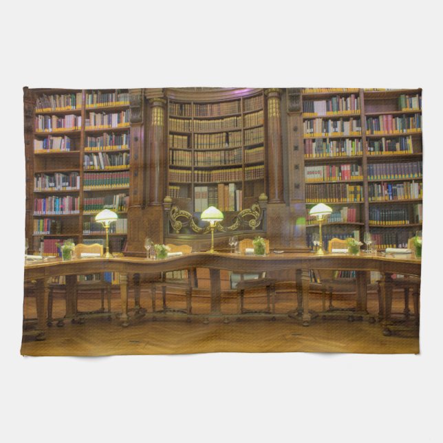 Paño De Cocina Biblioteca Histórica Anticuada (Horizontal)