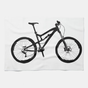 Paño De Cocina Bici de montaña - negro en blanco