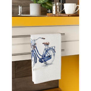 Paño De Cocina Bicicleta Azul Delft Encanto Floral Cottage