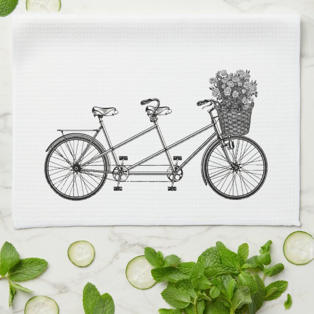 Paño De Cocina Bicicleta de tándem gráfico de época (Doblado)
