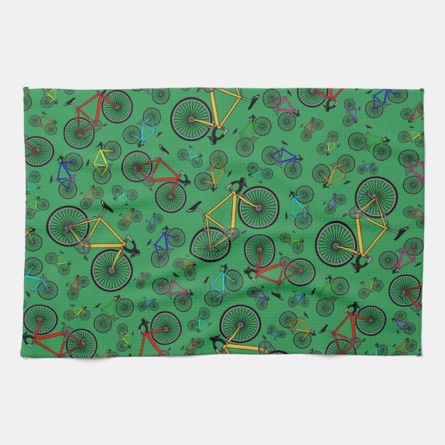 Paño De Cocina Bicis verdes del camino (Horizontal)