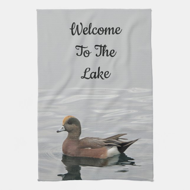 Paño De Cocina Bienvenida Duck Photo Wigeon Calle Water Lake Hous (Vertical)