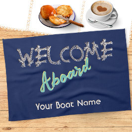 Paño De Cocina Bienvenida náutica a bordo Nombre de barco Marina