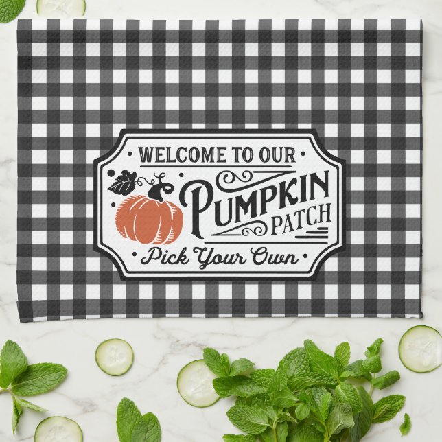 Paño De Cocina Bienvenido a nuestro parche de calabaza | Granja (Doblado)